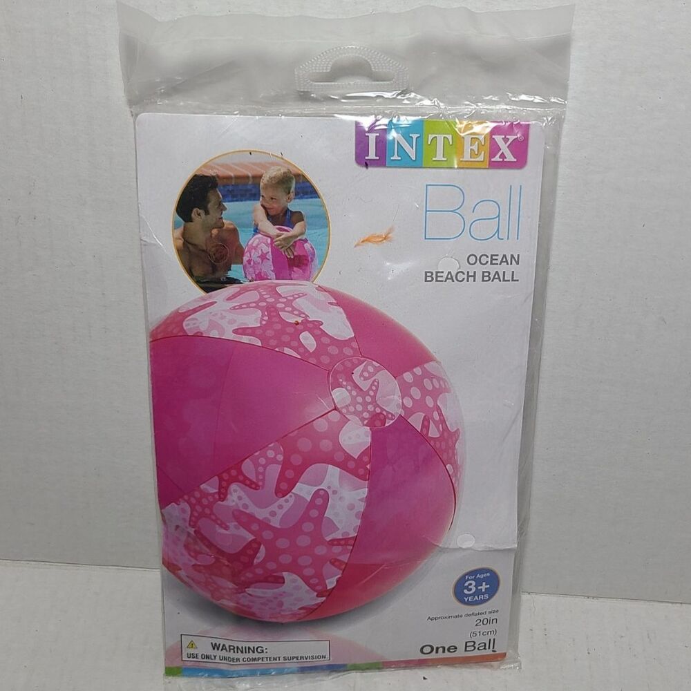 NEW Intex Ocean Beach Ball 20 in Pink White Starfish Sealed Package Summer Fun